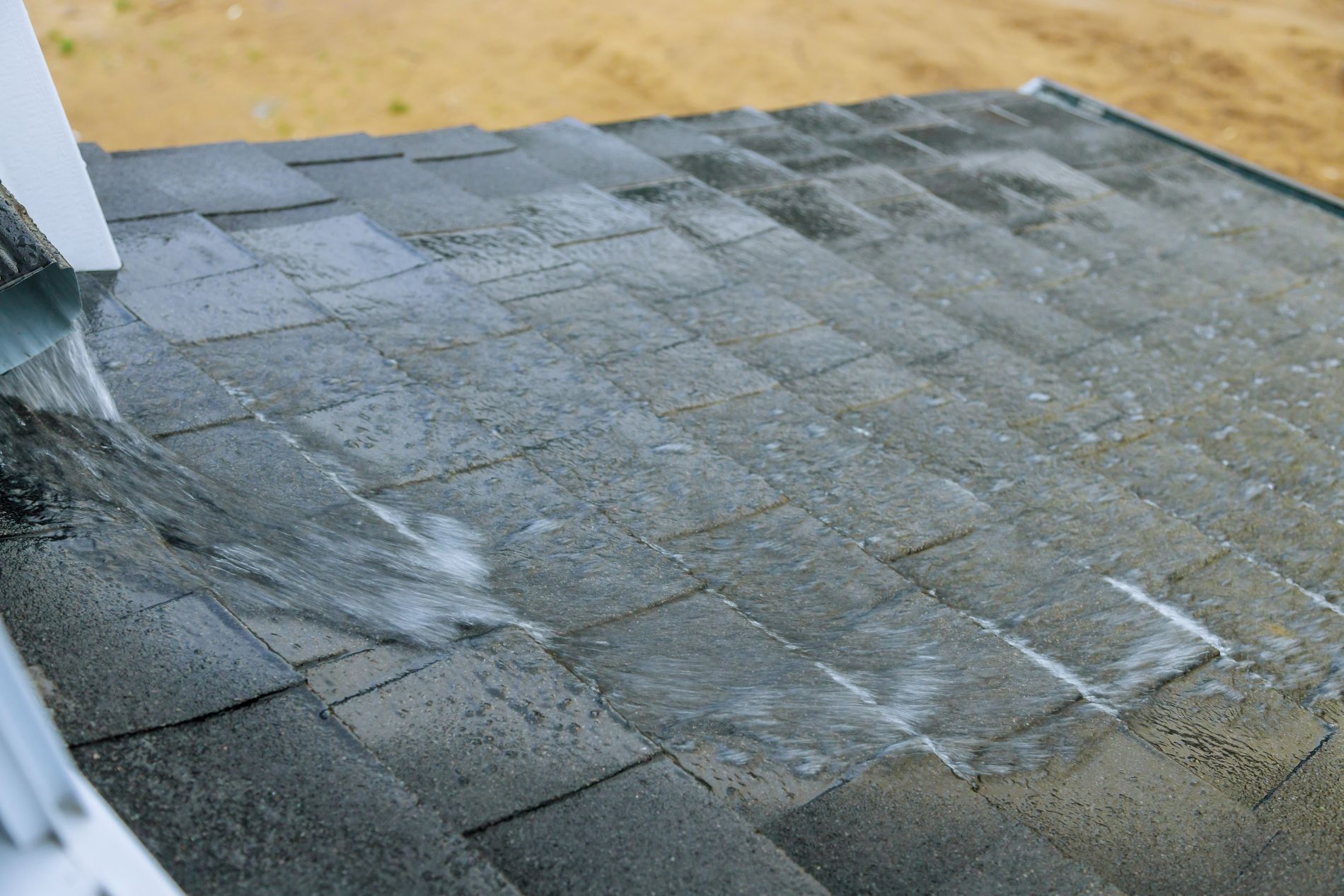 Fascia, soffit, and roof-edge components being inspected
